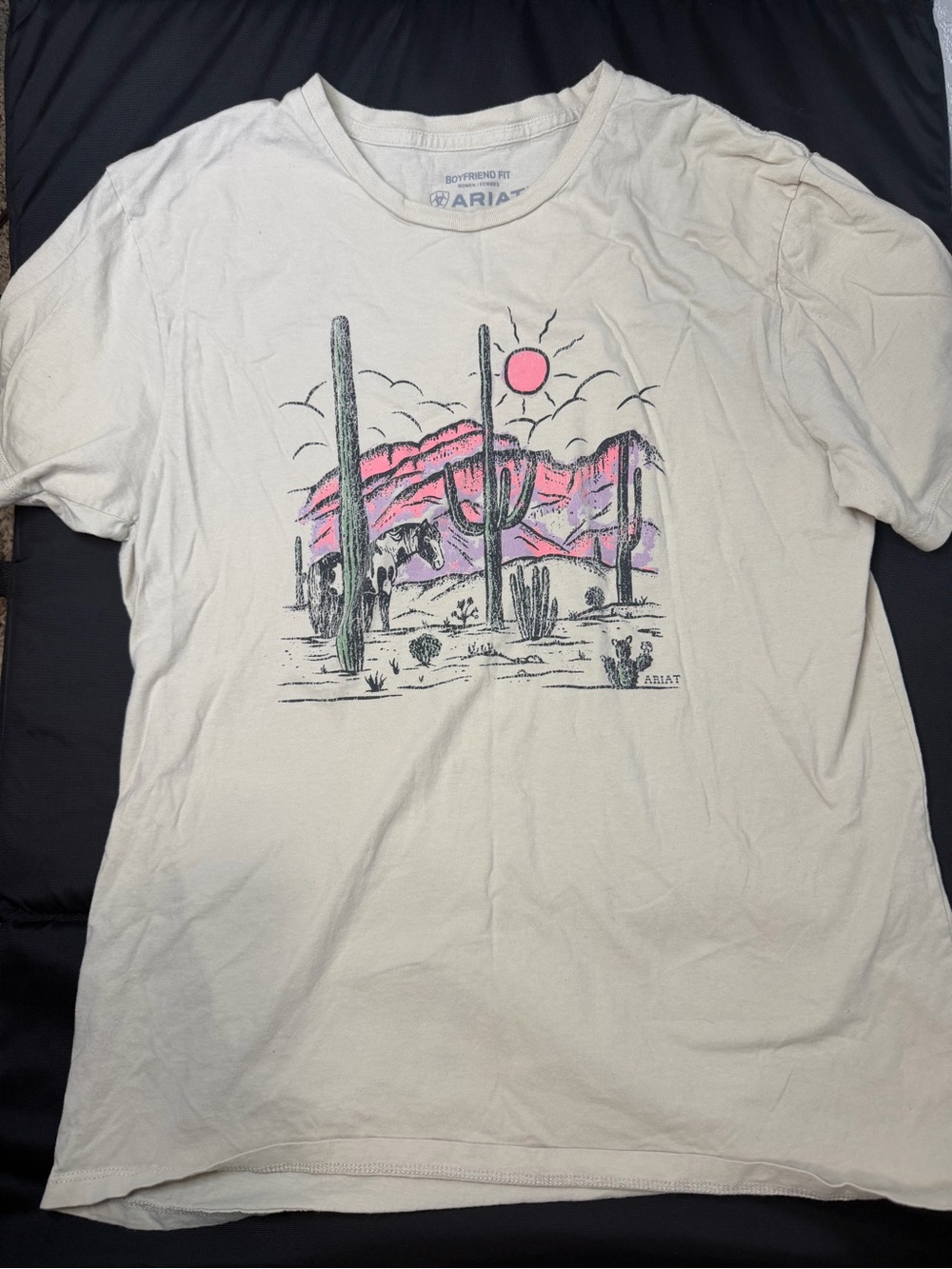 Ariat Women’s Cream Graphic Desert Tee with Pink Accent
